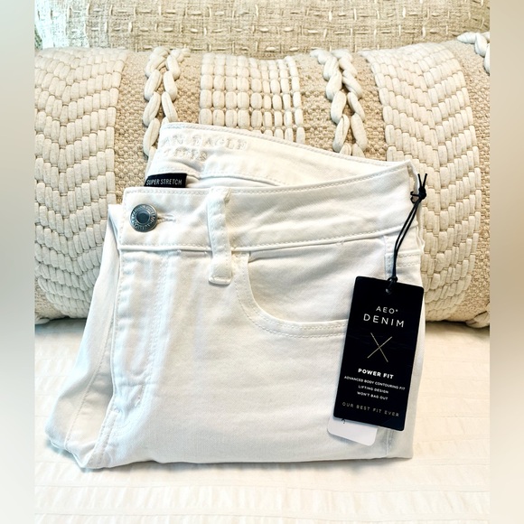 🤍American Eagle White Super Stretch Raw Hem Cropped Jeggings/Jeans NWT, Size 8 - Picture 16 of 16